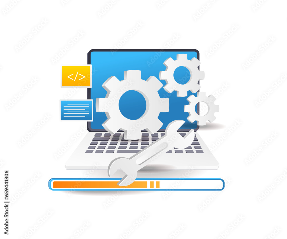 Poster Loading computer application update maintenance process