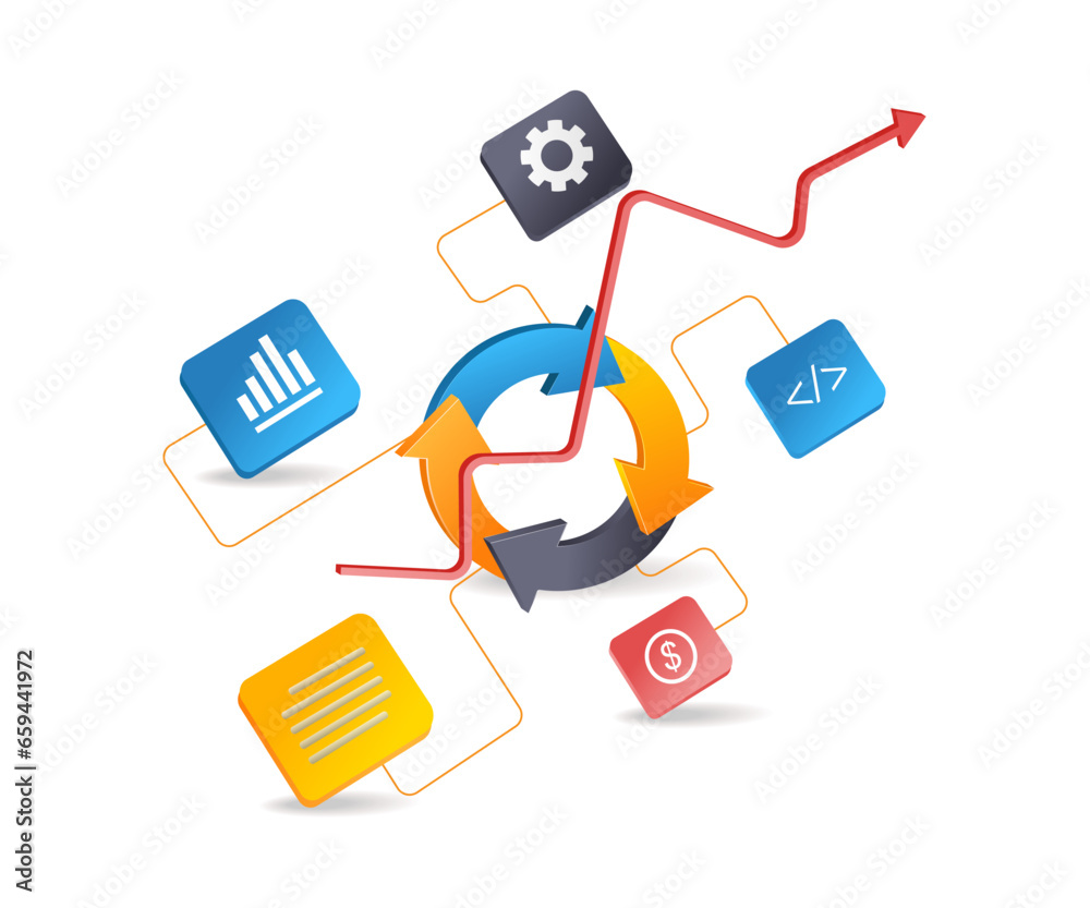 Poster circle data analysis business grows
