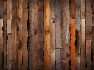 wooden texture background with wood planks , oil painting
