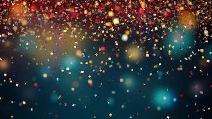 Foto op Aluminium Confetti sparkles on a black background, the theme of a holiday and a birthday © Olivia