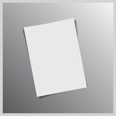 Empty paper sheet. A4 format paper with shadows on gray background. Vector