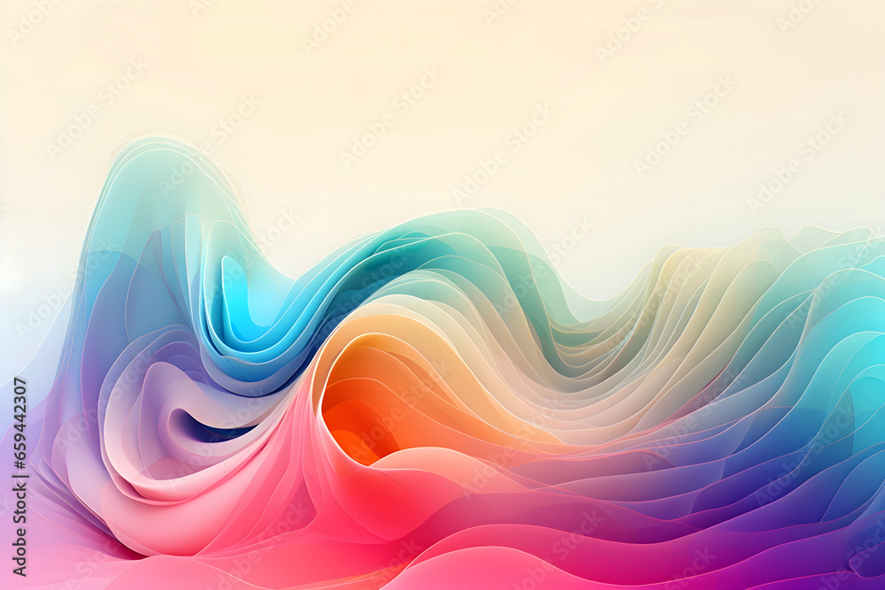 Wall mural abstract colorful gradient translucent wave background. modern glossy colorful translucent fluid mot