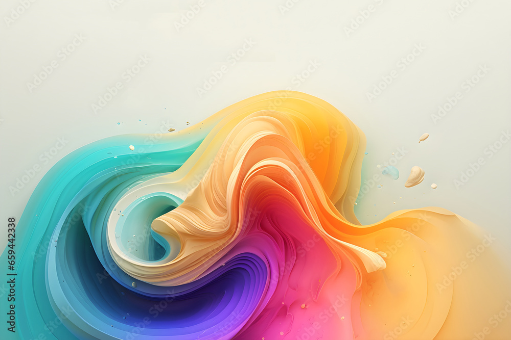 Wall mural abstract colorful gradient translucent wave background. modern glossy colorful translucent fluid mot