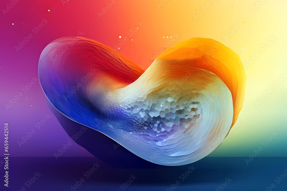 Wall mural abstract colorful gradient translucent wave background. modern glossy colorful translucent fluid mot