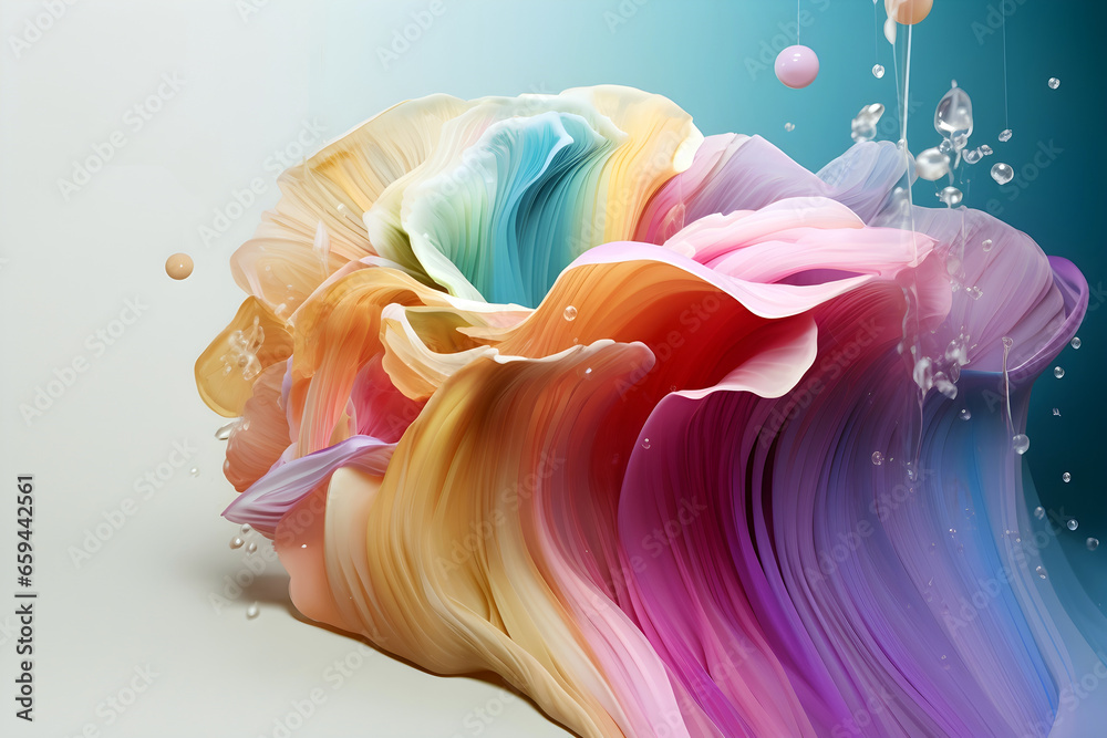 Sticker abstract colorful gradient translucent wave background. modern glossy colorful translucent fluid mot