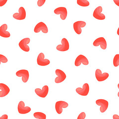 Abstract seamless pattern with pink hearts on white background. Universal print. Ready template for design, postcards, print, poster, party, Valentine's day, romantic wedding design. Vector.