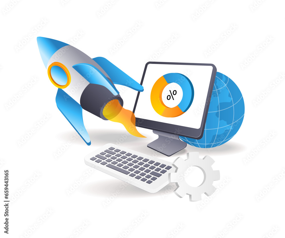 Poster rocket launches with computers