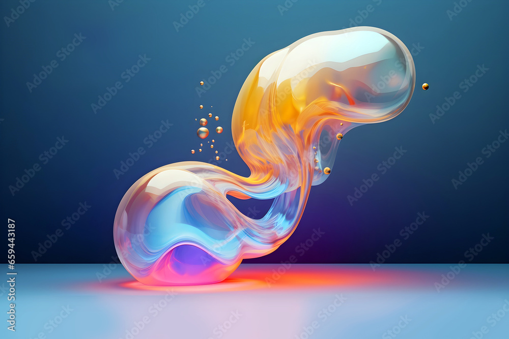 Wall mural abstract colorful gradient translucent wave background. modern glossy colorful translucent fluid mot