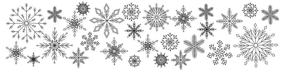 Snow. Snowflake- vector icons. Snowflakes template. Snowflake different shape. Winter concept. Vector illustration.