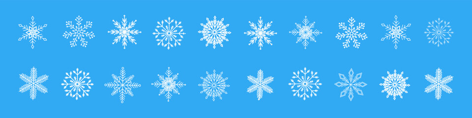 Fototapeta na wymiar Snow. Snowflake- vector icons. Snowflakes template. Snowflake different shape. Winter concept. Vector illustration.