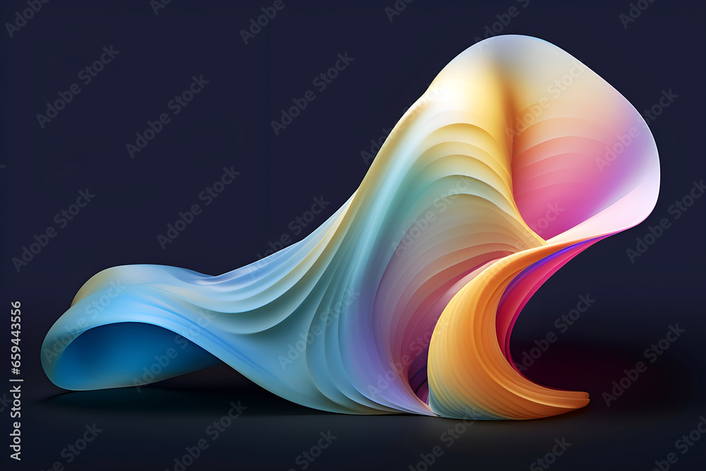 Poster abstract colorful gradient translucent wave background. modern glossy colorful translucent fluid mot