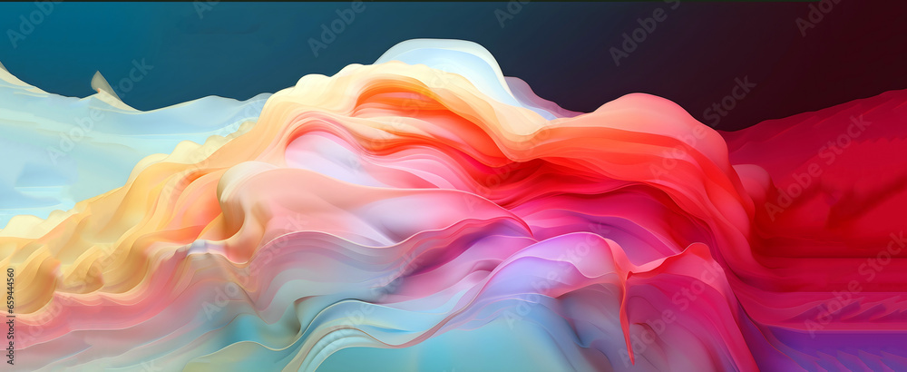 Wall mural abstract colorful gradient translucent wave background. modern glossy colorful translucent fluid mot