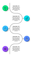 Infographic template. Vertical line with 5 steps