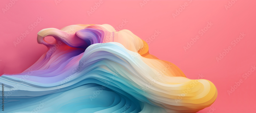 Wall mural abstract colorful gradient translucent wave background. modern glossy colorful translucent fluid mot