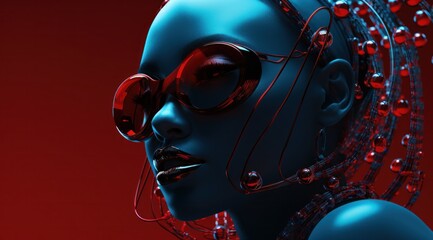 A whimsical cartoon woman wearing red and blue glasses adds a vibrant touch of art to any setting, sparking imagination and inviting creativity to run wild - Powered by Adobe