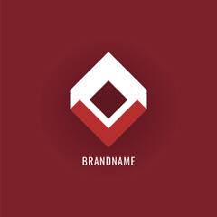 abstract geometric business logo concept desgin red white diamond shapes vector
