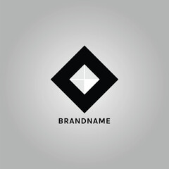 abstract square geometric business logo concept design black and white shapes vector