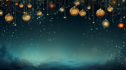 Christmas Background with decoration for new year celebration and copy space. - obrazy, fototapety, plakaty