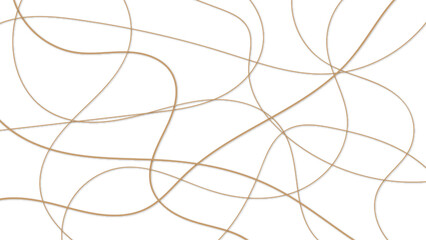 Abstract brown line background good for decoration and print on demand. Abstract curve brown on white background. Hand drawn banner with noodles