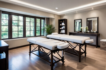 Modern massage center, interior, elegant home interior with luxurious furniture and stunning architecture.