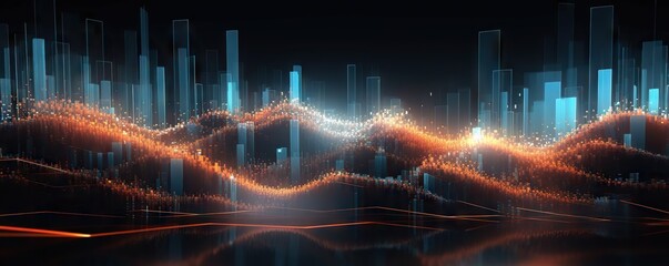 Obraz premium Abstract digital background. Can be used for technological processes, neural networks and AI, digital storages, sound and graphic forms, science, education, etc.