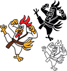 Funny rooster karateka