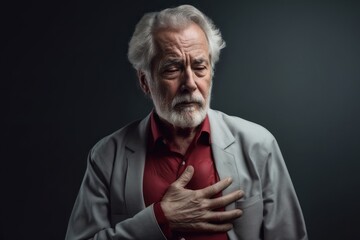 Senior man experiencing chest pain - heart attack concept