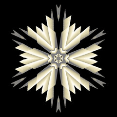 hexagonal floral fantasy in pale beige and white on a grey shades and black background