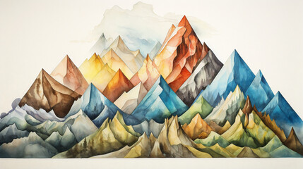 mountains watercolor Generative AI