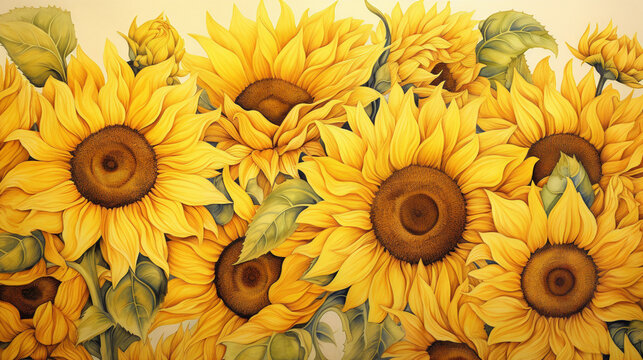 sunflower watercolor Generative AI