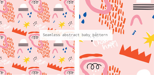 abstract seamless hand drawn pattern,baby pattern,Colorful vector illustration.	
