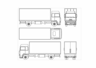 voiture, transport, conception, illustration, fourgon, benne, icône, vecteur, véhicule