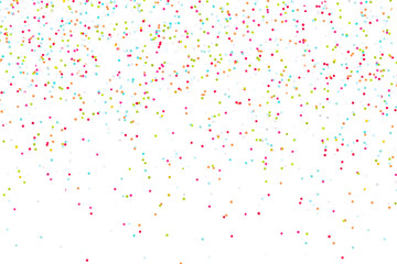 Rainbow color confetti falling down, PNG. Falling multicolored confetti isolated on transparent background. Design element for posters, flyer, invitation,