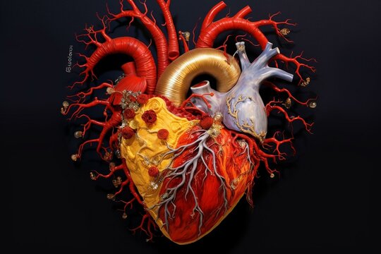 partially open heart with conduction system. Generative AI