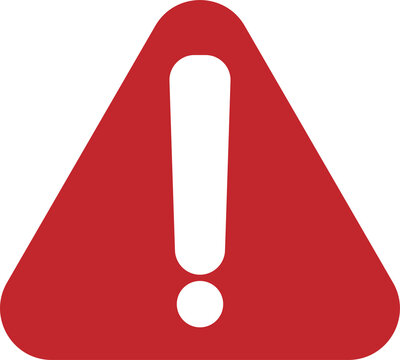 Isolated grapic element of cartoon style triangle triangle red white exclamation mark sign for caution, warning, danger, attention please, error, warning, hazard