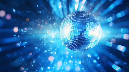 Disco ball on blue background