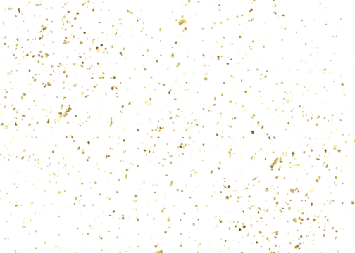 Gold color confetti falling down, PNG. Create birthday and party decoration concept. Falling yellow confetti isolated on transparent background