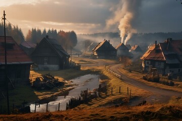 A small town in Lützerath captured at the end of November 2022 near the Garzweiler open-cast mine. Generative AI
