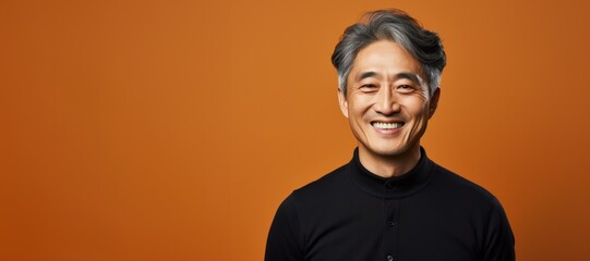 Mature Asian man smile happy face portrait - Powered by Adobe