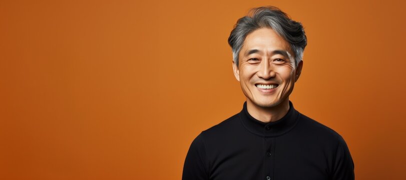 Mature Asian man smile happy face portrait