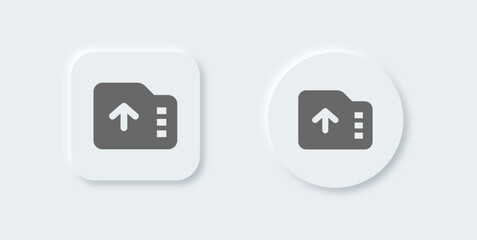 Export solid icon in neomorphic design style. Import file signs vector illustration.