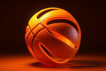 3D illustration of a basketball. Generative AI