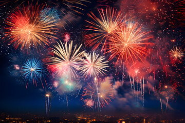 Fototapeta na wymiar fireworks in celebration of new year