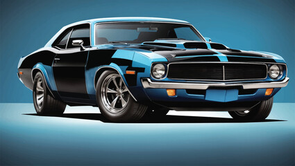 blue and black muscle car