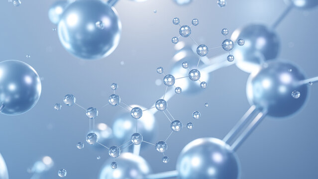 bufotenin molecular structure 3d, flat model, tryptamine derivative, structural chemical formula view from a microscope