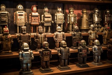 Classic metal automatons from the past. Generative AI - obrazy, fototapety, plakaty