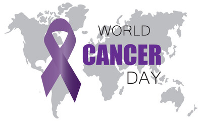 World Cancer day is observed every year on February 4, Vector illustration with world map..eps