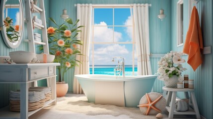 Transport yourself to the coast with a bathroom adorned in seashell accents.
