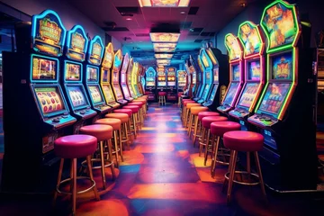 Foto op Plexiglas Conceptual slot machines in a casino. Generative AI © Hanako