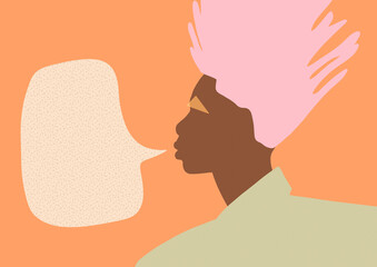 Man with speech bubble. Communication concept illustration